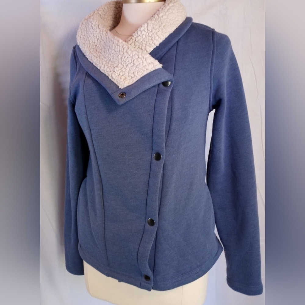 Columbia Sportswear Blue Fleece Lined Wide Collar Women's Sweater Jacket